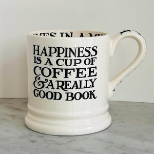 Emma Bridgewater "Happiness" Mug | Black Toast Pottery Coffee Cup | English Stoneware | Made in England