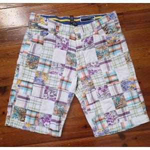 Y2K Enyce Clothing Co Patchwork Madras Plaid Shorts Men's Size 40 Streetwear
