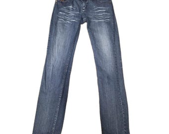 Vintage Apple Bottom Low Rise Ruched Back Skinny Jeans Women's Sz 7/8 30x32