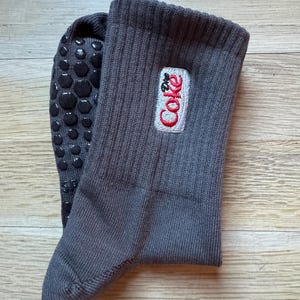 Diet Coke Adult Crew Grippy Socks for Pilates, Yoga, Barre Fitness Dark Gray Crew