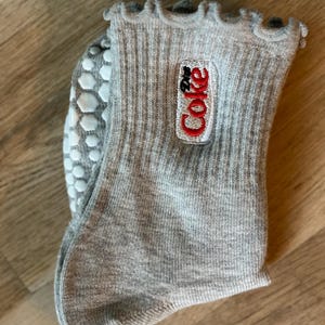 Diet Coke Adult Crew Grippy Socks for Pilates, Yoga, Barre Fitness Gray Ruffle