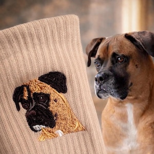 Custom Embroidered Pet Portrait Adult Crew Grippy Socks for Pilates, Yoga, Barre Fitness image 7