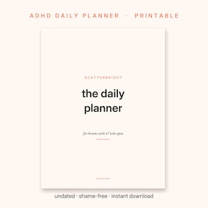 Agenda giornaliera stampabile per ADHD (Sorbetto) / Concentrazione su un unico obiettivo, Svuotamento mentale, Menù della dopamina, PDF senza data, Formato US Letter, GoodNotes (Download immediato)
