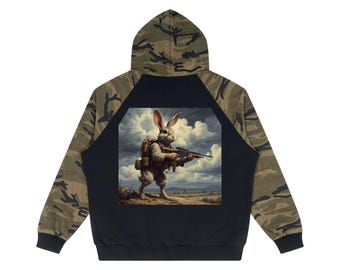 Unisex Camo-Splice Raglan Zip Hoodie