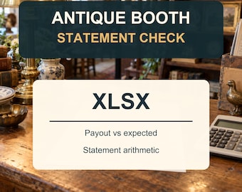 Antique Booth Statement Check Spreadsheet | Monthly Payout & Fee Reconciliation XLSX