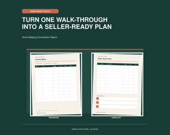 Home Staging Consultation Report Canva Template, Room Checklist & Seller Action Plan