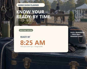 Horse Show Planner Spreadsheet, Class Schedule & Packing Checklist, Excel + Printable PDF