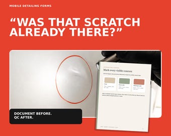 Auto Detailing Intake Form Canva Template, Vehicle Inspection & Client Handoff Pack