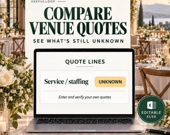 Wedding Venue Comparison Spreadsheet | Quote Costs & Missing Fees