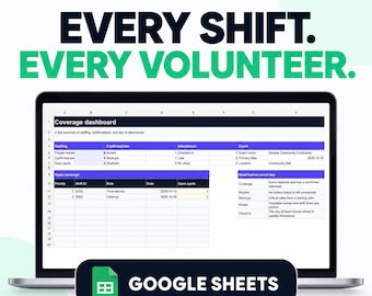 Volunteer Schedule Spreadsheet, Event Staffing, Shift & Check-In Tracker