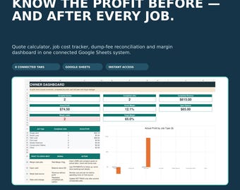 Junk Removal Quote Calculator, Job Cost & Profit Tracker for Google Sheets