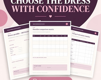 Wedding Dress Shopping Planner, Bridal Fitting, Alterations & Comparison Printable