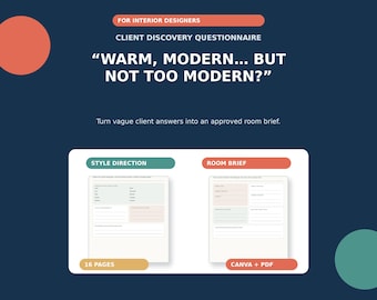 Interior Design Client Questionnaire Canva Template, Intake Form & Room Brief