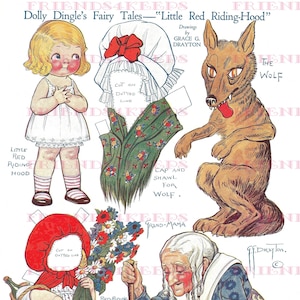Rotkäppchen mit Großmutter Dolly Dingle Vintage Papierpuppe Digital Download 2 jpg 300 &600 dpi by Grace G. Drayton, Oktober 1921
