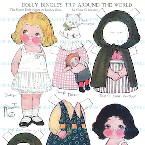 IRELAND Dolly Dingle's World Trip Printable Paper Doll w/ Irish Colleen Instant Digital Download 2 jpg 300 & 600 dpi Grace G. Drayton 1917