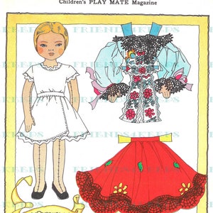 TCHÉCOSLOVAQUE Folk Costume vintage Printable Paper Doll Clip Art Instant Digital Download 600 dpi--1939 Children’s Playmate Magazine