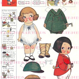 Dolly Dingle Équestres et histoires vintage Paper Doll 2 téléchargement numérique jpg 300 & 600 dpi Grace G. Drayton, revue picturale avril 1922