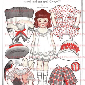 POLLYKINS PUDGE Lovely, Old-Fashioned vintage Printable Paper Doll Digital Download 300 - 600 dpi--Barbara Hale, McCall’s Magazine, 1919