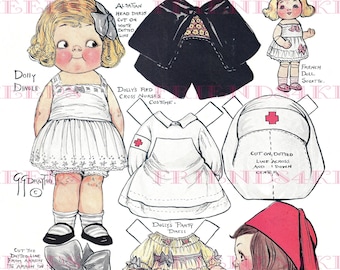 アンティークの切り絵紙人形、フランス伝統衣装、アルザス地方