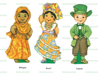 Vintage Paper Doll Printable PDF world Children (Download Now) - Etsy