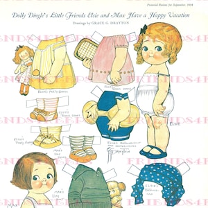 Dolly Dingle’s FRIENDS VACATION vintage Paper Doll Digital Download 2 jpg 300 dpi - 600 dpi, Grace G. Drayton, Pictorial Review Sept.