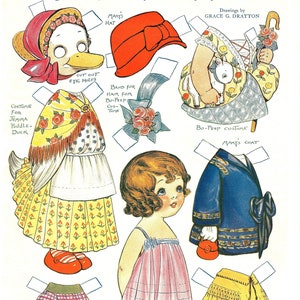 Dolly Dingle’s Friend MARY w/Duck - Bo-Peep Costumes vintage Printable Paper Doll Digital Downloads 2 jpg 300/600 dpi Grace G. Drayton 1924
