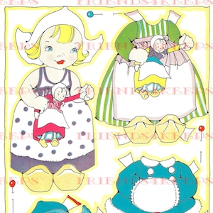 DUTCH PUDGIN Trajes Populares de Holanda Vintage Imprimible Muñeca de Papel Instantánea Descarga Digital 600 dpi--ca 1940s