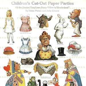 Antike ALICE IM WUNDERLAND druckbare Kinder Märchenbuch Papier Puppe sofortiger digitaler Download 600 dpi-Ladies 'Home Journal 1912
