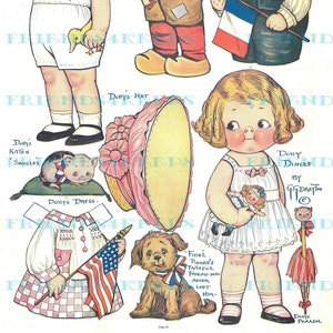 Dolly Dingle ADOPTS An Orphan w/ PETS vintage Paper Doll Digital Download 2 jpg 300 - 600 dpi Grace G. Drayton, Pictorial Review mai 1918