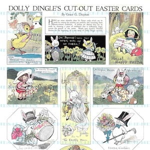 Dolly Dingle es EASTER CARDS Vintage Cut-Out Collage Digital Download 2 jpg 300 &600dpi, by Grace G. Drayton, Pictorial Review Magazine 1919
