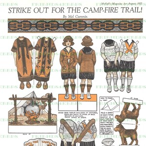 CAMPFIRE GIRLS Girl Scout / Camping Fun Boneca de papel vintage para impressão Download instantâneo - 1 jpg 600 dpi - Revista McCall's 1922