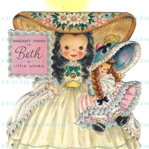 PICCOLE DONNE BETH Immagini di biglietti d'auguri vintage fronte-retro stampabili Download digitale istantaneo 2 file jpg 600 dpi--1949
