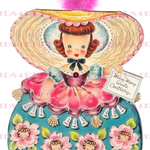 MARY, MARY Integendeel Mother Goose kinderliedje Vintage voor-en-achter afdrukbare wenskaart digitale download--2 jpg-bestanden 600 dpi