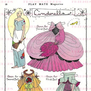 Art Deco CINDERELLA Vintage druckbare Märchen Prinzessin Papier Puppe Instant Digital Download 300/600 dpi--1934 Kinder Playmate Magazin