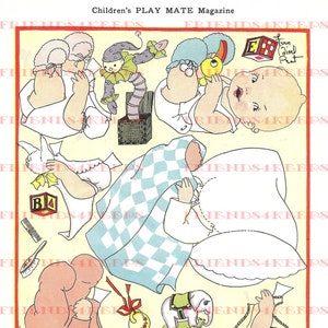 Imprimable TWIN BABIES Fille & Garçon 1940s vintage Paper Doll Instant Digital Download 600 dpi - Idéal pour les baby showers, l’artisanat et le jeu de simulation!