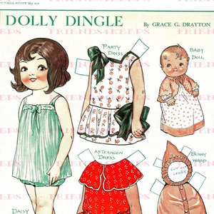 Dolly Dingle's Friend DAISY and Her BABY DOLL Vintage Paper Doll Digital Download 2 jpg 300 & 600 dpi von Grace G. Drayton, Mai 1930