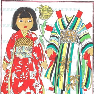 ETSU de JAPÓN Trajes de kimono japoneses Muñeca de papel imprimible vintage Descarga digital instantánea 600 dpi--1939 Revista para niños Playmate