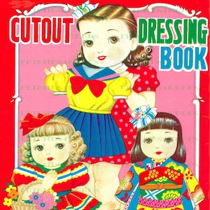 DESCARGA INSTANTÁNEA Japanese Printable Paper Doll Cut-Out Book de la década de 1950--5 archivos jpeg 600 dpi--5 Paper Dolls w / Kimono & Western Clothes