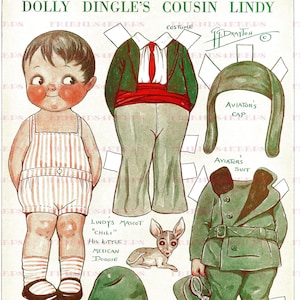 Primo de Dolly Dingle com TRAJE MEXICANO e boneca de papel vintage CHIHUAHUA Download digital 2 jpg 300 dpi e 600 dpi, Grace G. Drayton, 1928