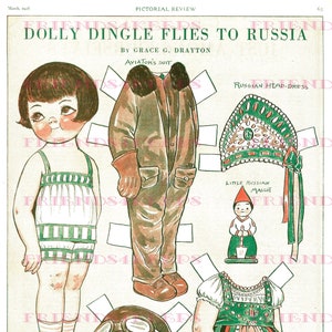 Lote de 5 DOLLY DINGLE Voos ao redor do mundo 1920's Paper Doll Digital Downloads 5 arquivos jpeg 600 dpi--Pérsia Rússia China Japão Havaí