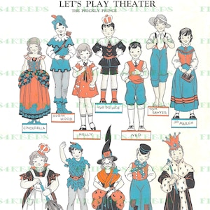 ART DECO "Let es Play Theater" #2 druckbare Papier Puppe Stand-Ups Instant Digital Download 300 & 600 dpi--1934 Kind Leben Magazin