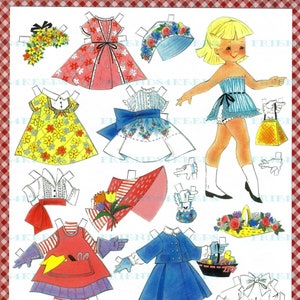 ADAPTAÇÃO VINTAGE para impressão da boneca de papel dos anos 1950 Download digital instantâneo 300 e 600 dpi - Modas encantadoras! - Ideal para brincar e lembrancinhas!