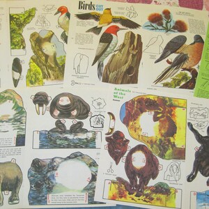 INSTANT DOWNLOAD Lot of 5 Vintage Printable 3-D North American Wildlife Paper Doll Stand-Ups--5 jpeg files 600 dpi--Birds, Bears and More!