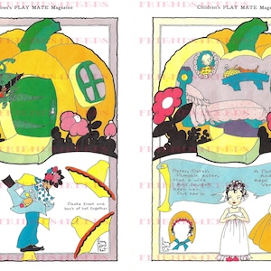 Druckbare PETER KÜRBIS ESSER mit Seiner Frau und Kürbis Home Vintage Halloween Papier Puppe Instant Digital Download 300 & 600 dpi-ca 1950er Jahre
