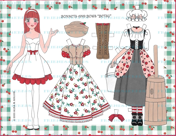 Printable 4-page BONNETS & BOWS BETSY Country-style Digital Paper