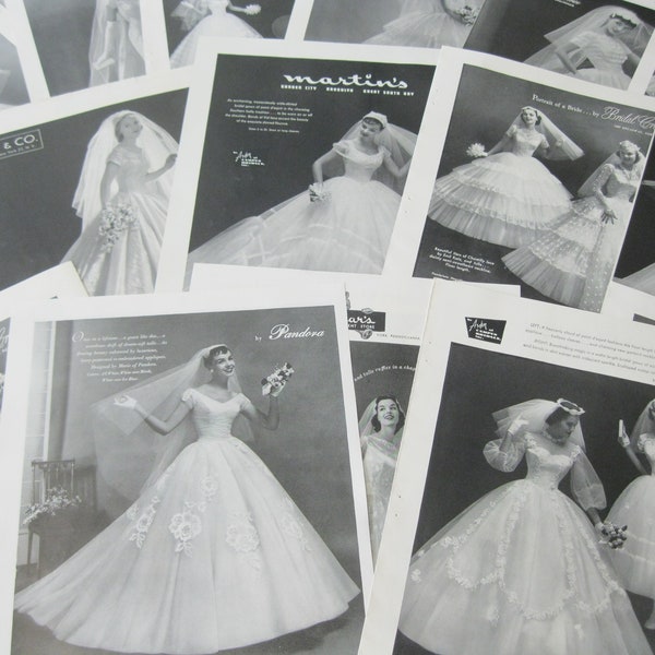 28 Printable 1950's BRIDAL GOWNS Photos / Ads--Beautiful Vintage Princess-Style Wedding Gowns!--Four 7-Page PDF Files, 300 dpi