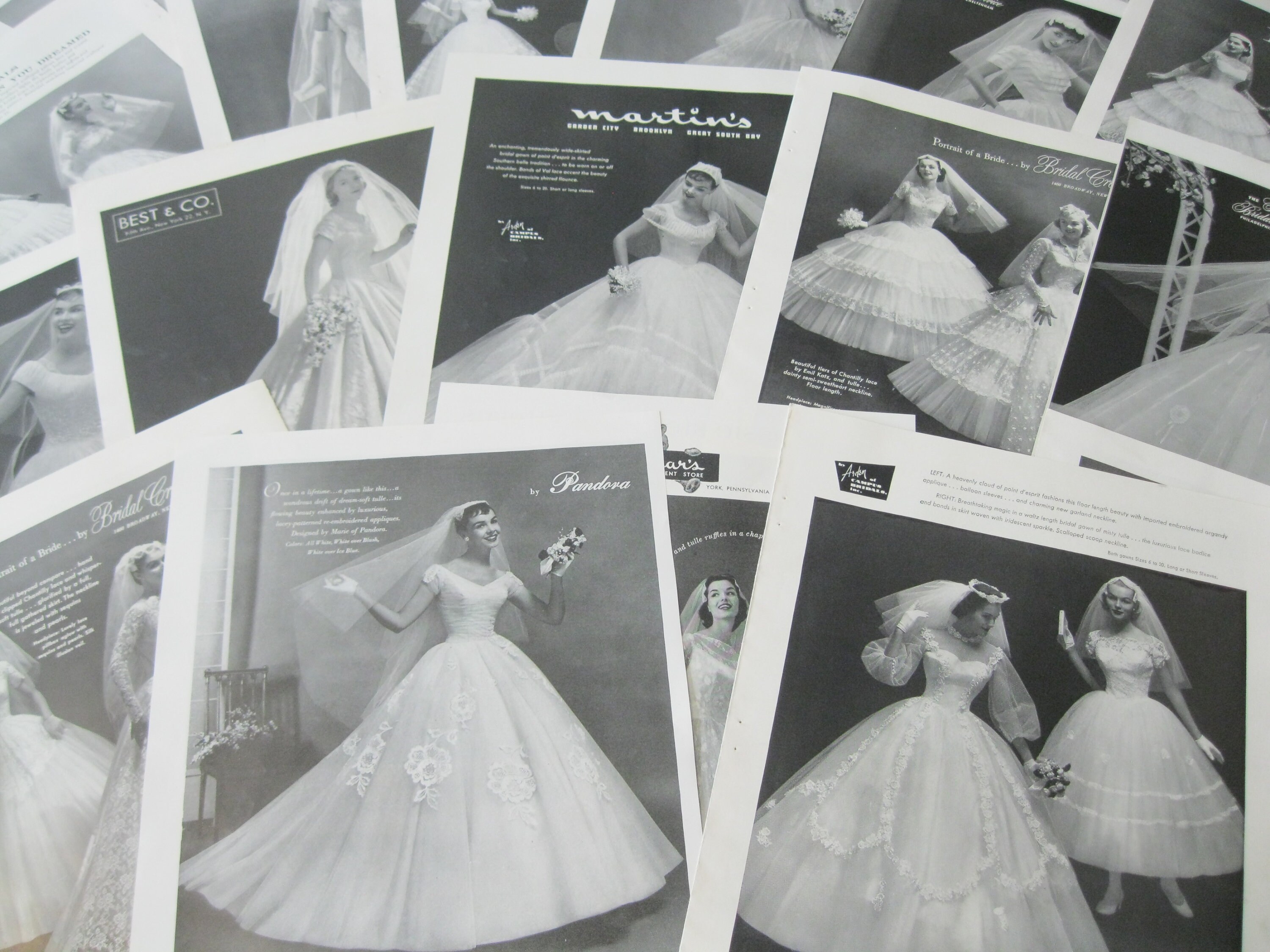 28 Printable 1950's BRIDAL GOWNS Photos / Ads--Beautiful Vintage Princess-Style Wedding Gowns!--Four 7-Page PDF Files, 300 dpi