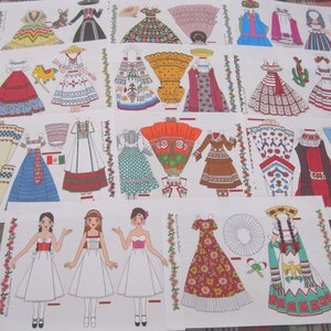 Printable Digital Version of "Folk Costumes of Mexico" Paper Dolls by Alina Kolluri--Instant Download 11-pg PDF & 1 jpg--Print 8.5" x 11"