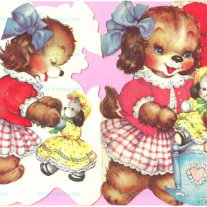 TÉLÉCHARGEMENT INSTANTANÉ « Puppy Love » vintage Imprimable Saint-Valentin / Nouveau bébé / Sweetheart Carte de vœux vierge 2 fichiers jpg 300 & 600 dpi