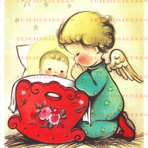 SOFORTIGER DOWNLOAD 1940s Vintage Weihnachtskarte Weihnachtsschmuck Clip Art Bild - 1 jpg 600 dpi